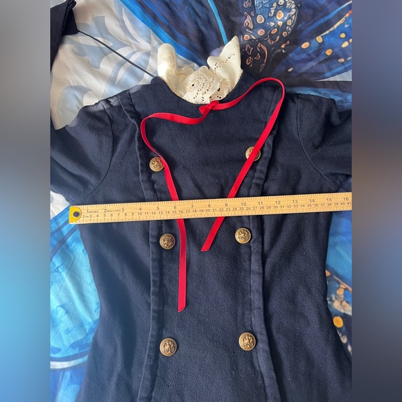 Chic Navy Double-Breasted Long Sleeve Dress - Picture 6 of 8